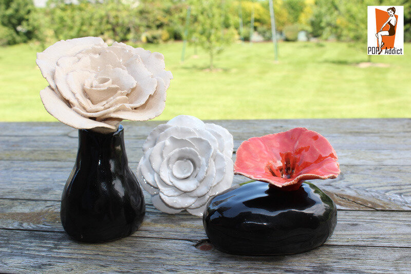 roseetsolifloreenceramique fleurs en céramique